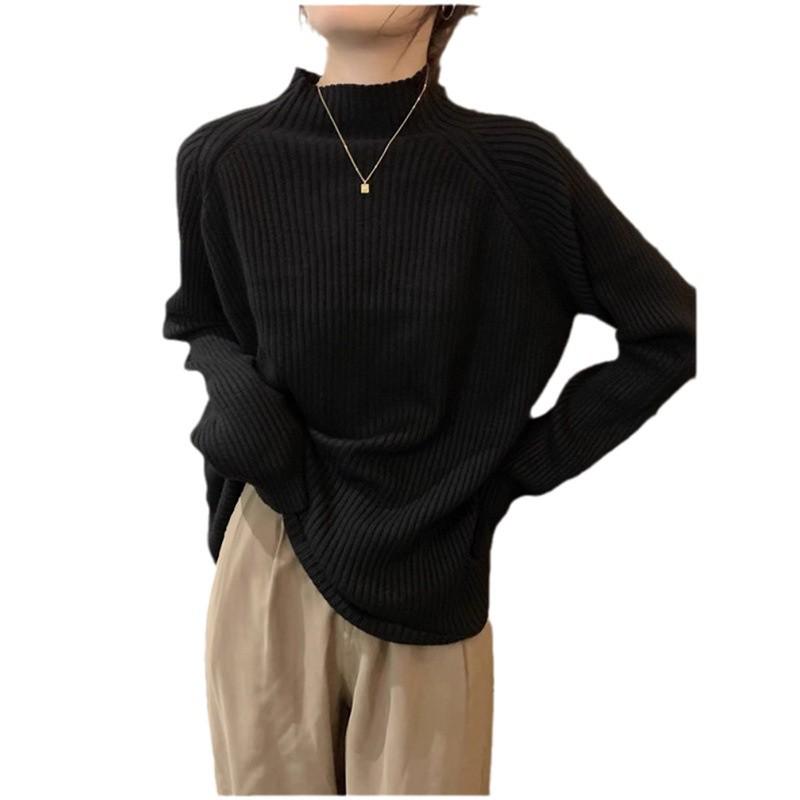 Women's Ribbed Knit Pullover: Autumn/Winter 2026 Half-High Neck Sweater