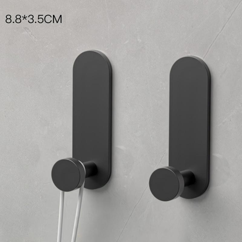 2PCS Space Aluminum Hooks Wall Hanging Strong Self-adhesive Hook Bathroom Kitchen Accessories Clothes Key Storage Door Hook чёрный