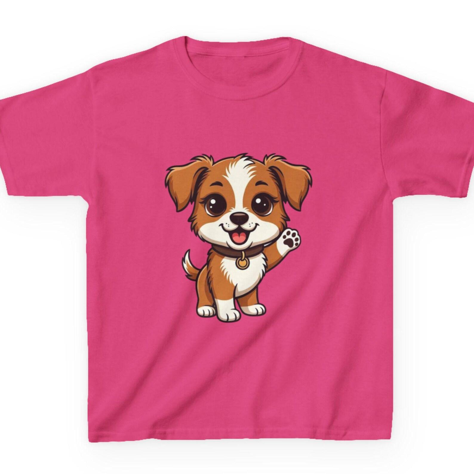 Cartoon Puppy Kids T-Shirt | Little Puppy Dog Tee | Kids Best Friend Shirt | Cute Pup Graphic Kids Top | Personalized Dog Lover Gift 140
