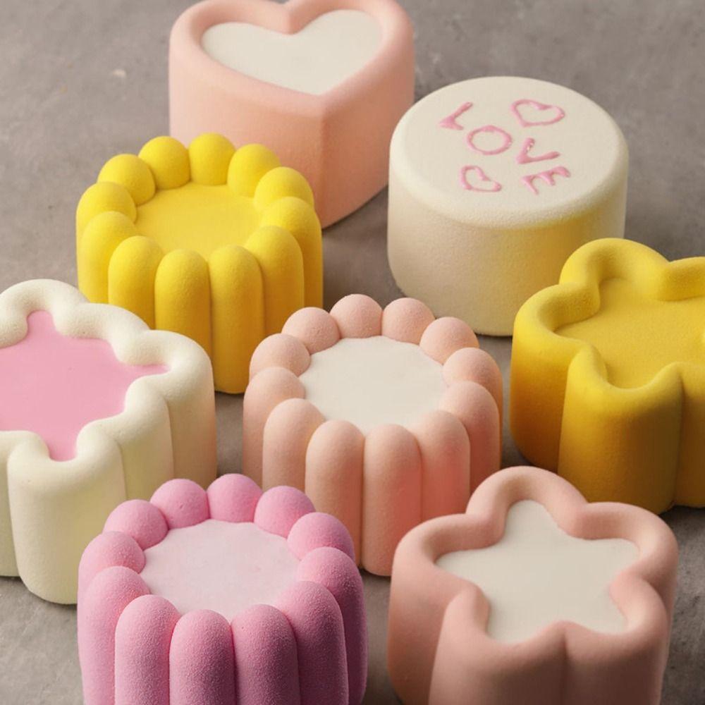 Square Flower Heart Shaped Silicone Cake Mold Non-stick Soap Mould Mousse Cake Mold  For DIY Baking