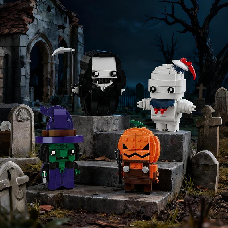 Compatible Ghost & Pumpkin Halloween Building Blocks - Creative Educational Toy for Kids