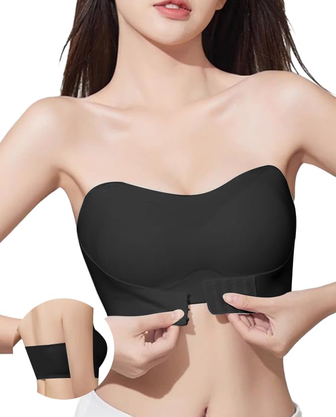Veimia Strapless Bra and Strapless Stays in Beautiful Breasts and Detachable Shoulder High Soft Side Beautiful Breasts and Cleavage Wedding Bust