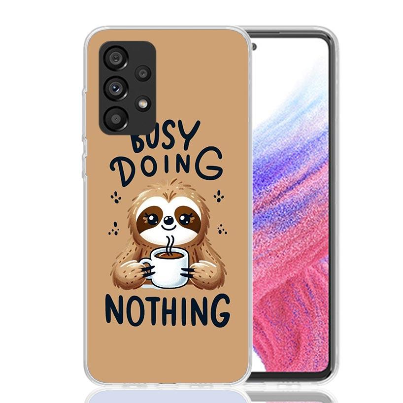 

Animal Cute Cartoon Sloth Coffee Phone Case for Samsung Galaxy A17 A16 A15 A14 A13 A57 A56 A55 A54 A53 A37 A36 A35 A34 A33 A26 A Samsung A54