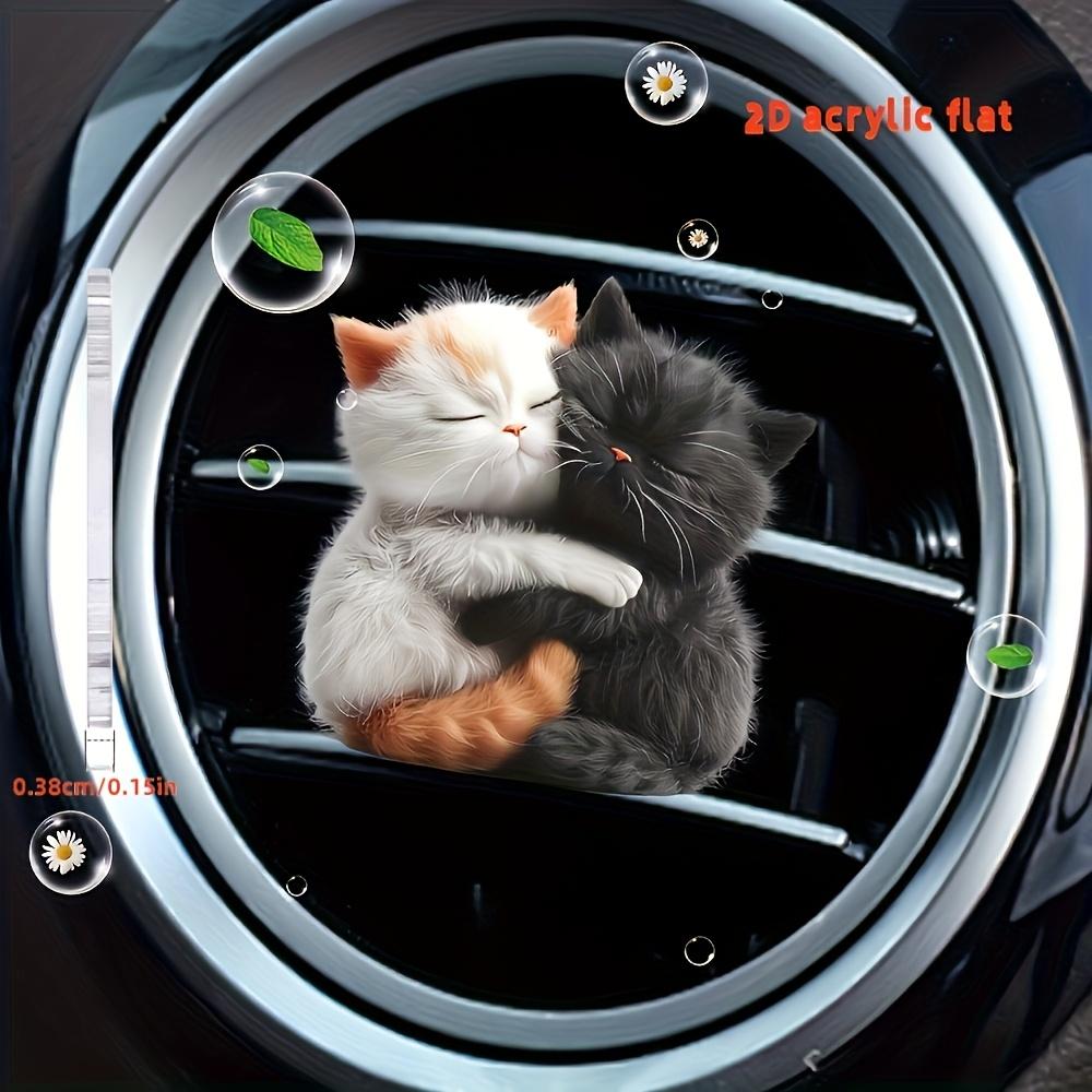 

2D Акриловый Плоский Милый Кот Клипса для Вентиляционного Отверстия Автомобиля с 2 Аромаподушечками - Без запаха + Случайный Аромат, Аксессуар для Интерьера Автомобиля - Одинарная Упаковка