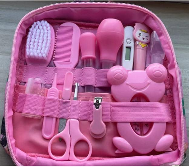 13-Piece Baby Care Set: Cloth Bag, Nasal Aspirator, Nail Clipper, Cartoon Design, Daily Cleaning Essentials