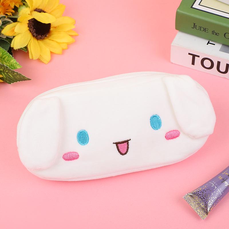 Korean-Style Cartoon Plush Pencil Case: Women s Handbag, Cute Embroidery, Large Capacity Stationery Box