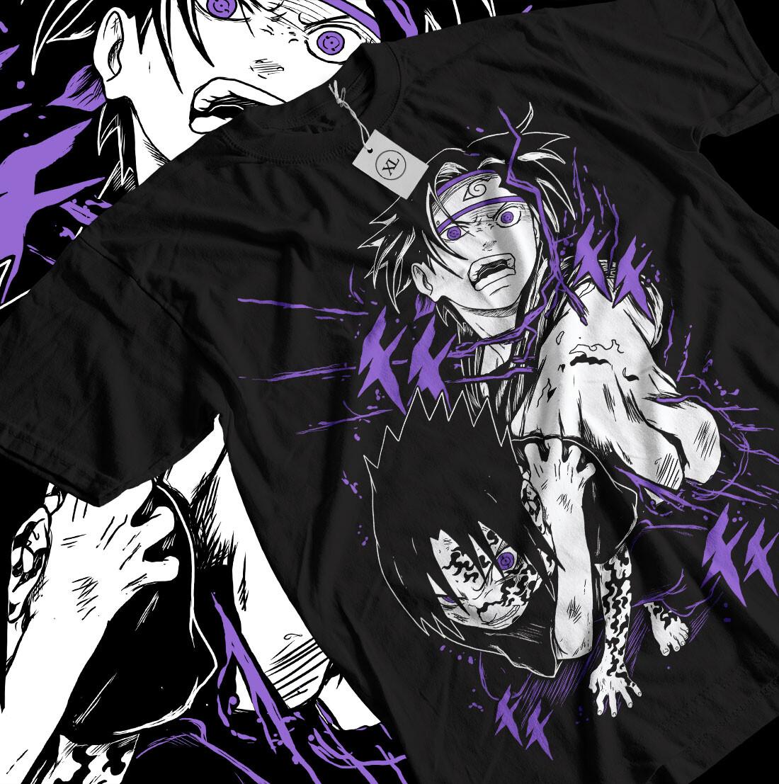 Sasuke Uchiha T-shirt Naruto Jiraya Hinata Itachi Kawaii Anime Horror GifT-shirt L
