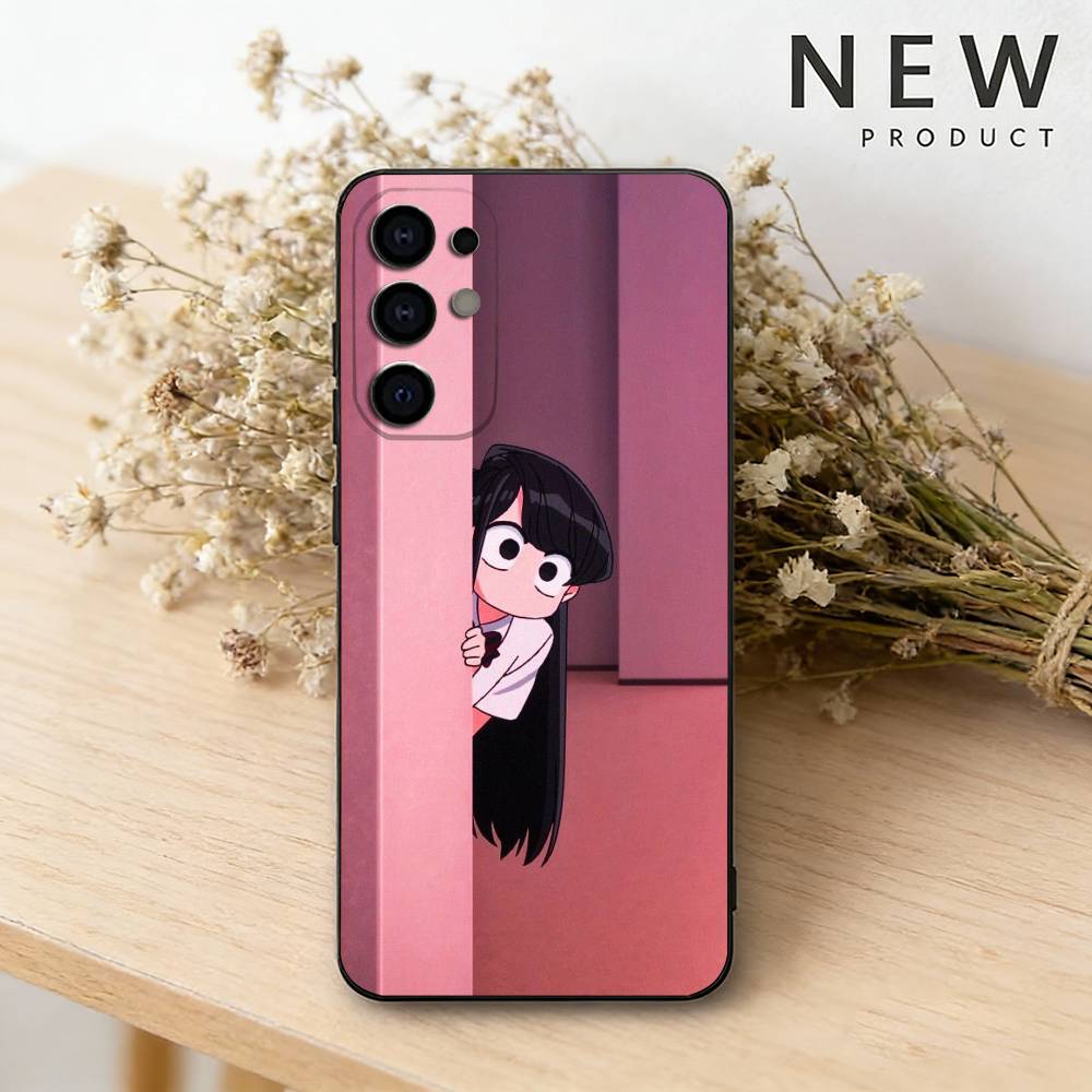 K-Komi Anime Cannot Communicate Phone Case For Samsung S26,25,24,23,22,30,21,10,9,Ultra,Plus,Lite Black Soft Case