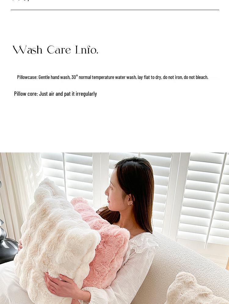 Tuscany Nordic Style Faux Fur Plush Pillow - Autumn/Winter Rabbit Fur Throw for Sofa & Bedroom