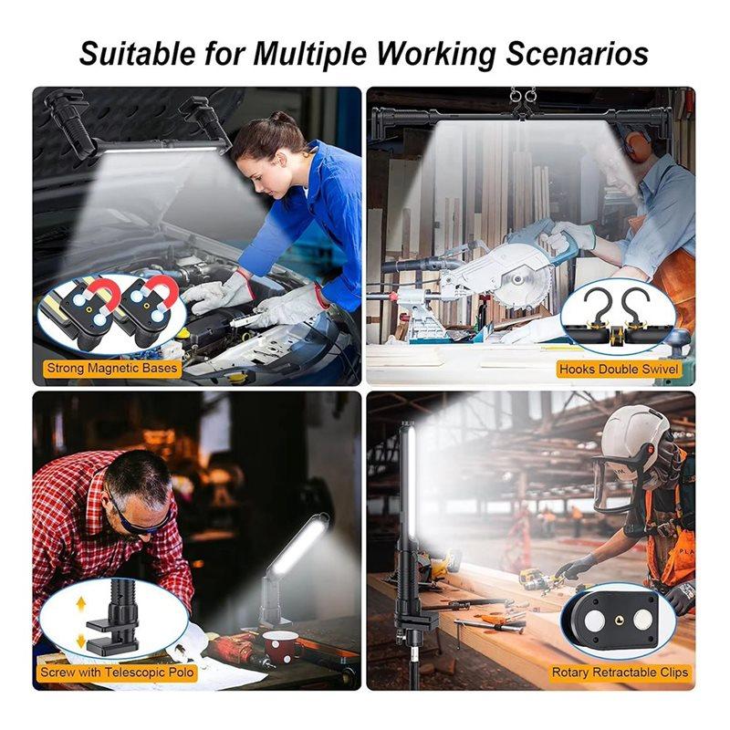 Rechargeable 1500LM LED 4400Mah Work Light For Mechanic Magnetic Light Bar With Hooks, Underhood Lighting