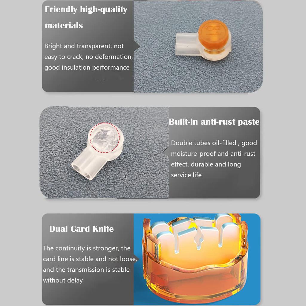 CTRICALVER UY2 Telephone Line Orange Clear Telephone Line Connection Cable Tie 2 Connector, Connector, Gel-Filled Button, Connector, Ports/2-Core