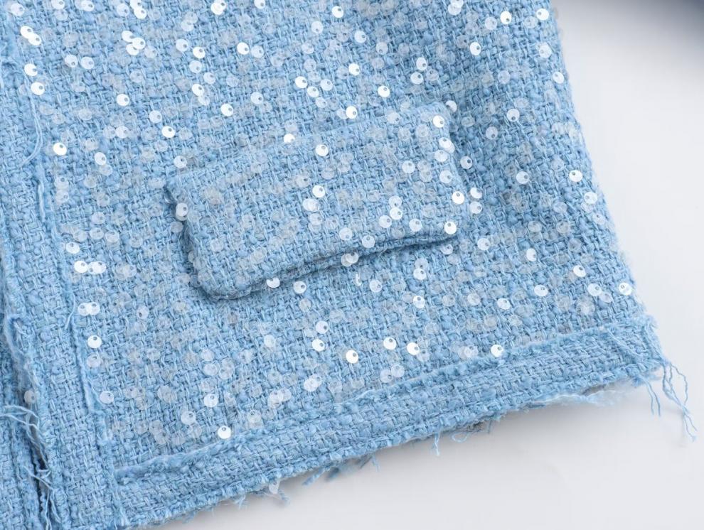 Colecția de primăvară: Jachetă scurtă de damă în stil european și american, împodobită cu paiete, pentru modă stradală