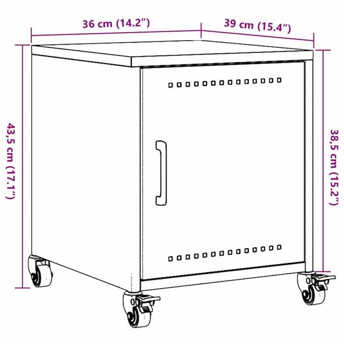 VidaXL Table de chevet jaune moutarde 36x39x43,5 cm acier, armoire, armoire latérale, support de téléphone, table de chevet 846620