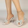 Strange Style Clear Heels For Women Slippers Fashion Crystal Bowknot Designer Shoes Transparent Sandals
