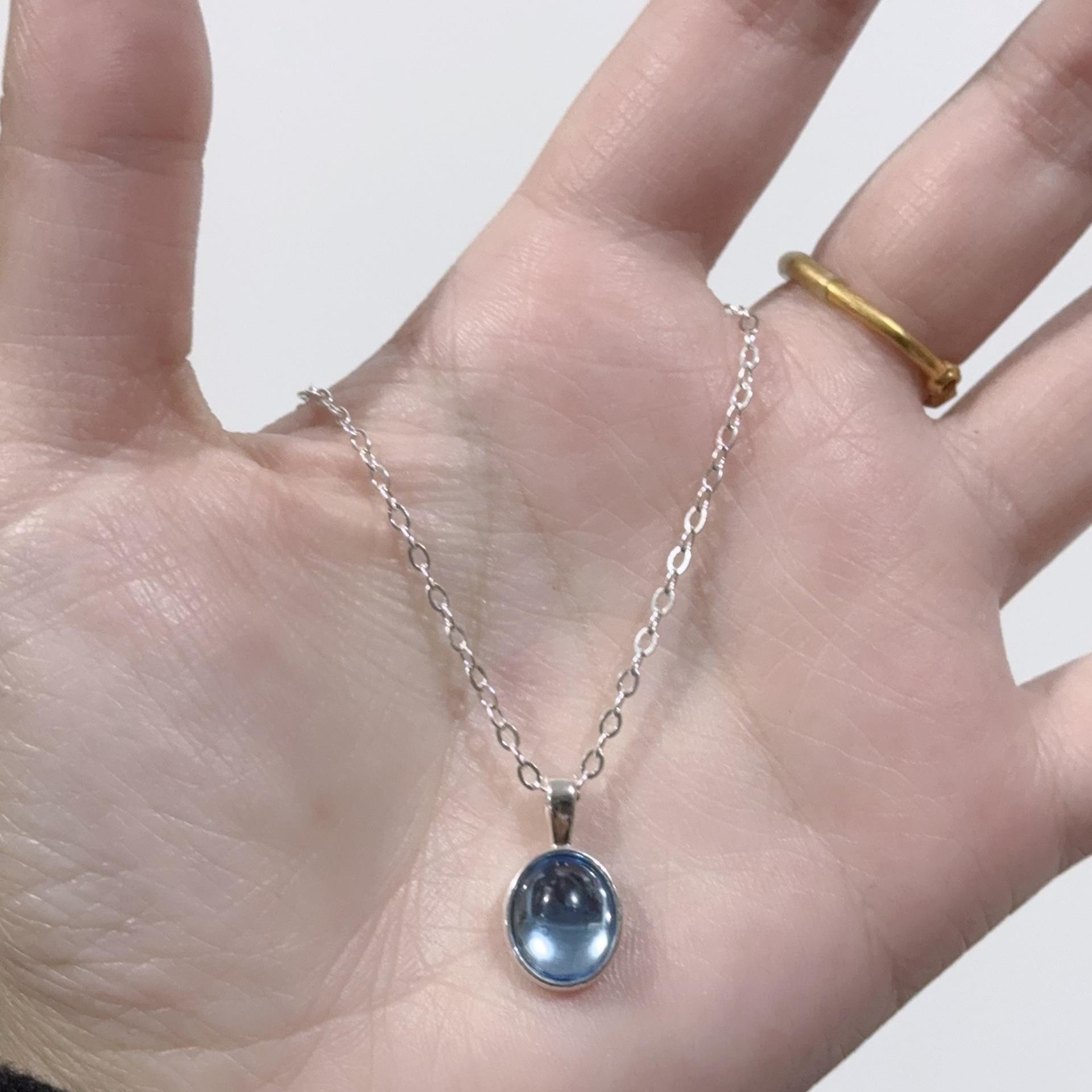 

Hypertherm blue necklace women s new summer light luxury, niche high-end, simple and versatile temperament, no fading pendant