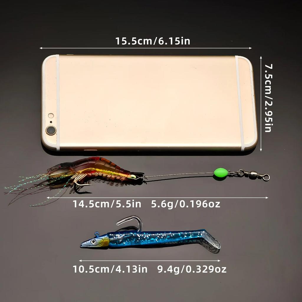 12pcs Soft Bait Artificial Fishing Lures Assorted Design, Shrimp Bionic Soft Bait, Outdoor Fishing Accessories