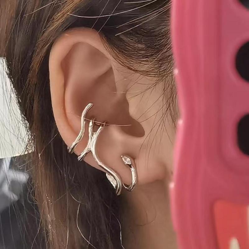 Exaggerated Asymmetric Snake Ear Cuff Clip Wrap Earring for Women Men Punk Cartilage Alloy Butterfly Earrings Jewelry Gifts