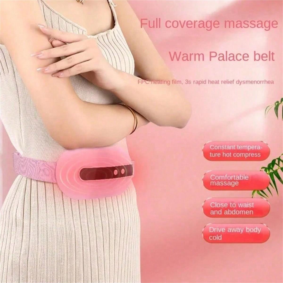 

Менструальная грелка от спазмов, портативная грелка с 4 уровнями нагрева и 4 режимами вибрационного массажа розовый