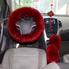 Car Steering Wheel Cover Gearshift Handbrake Cover Protector Decoration Warm Super Thick Plush Collar Soft Black Pink Women Man