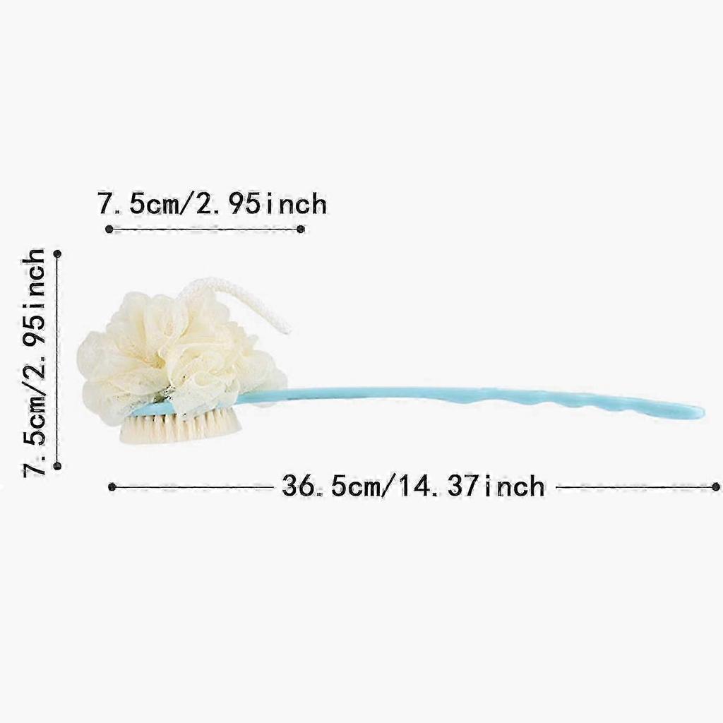 Back Scrubber with Long Handle & Soft Bristle Brush for Exfoliating Skin - Deep Cleanse with Loofah
