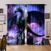 2Pcs Dragon Purple Nebula Curtains Mysterious Outer Space Suitable For Living Room Dining Room Bedroom Bathroom Office A