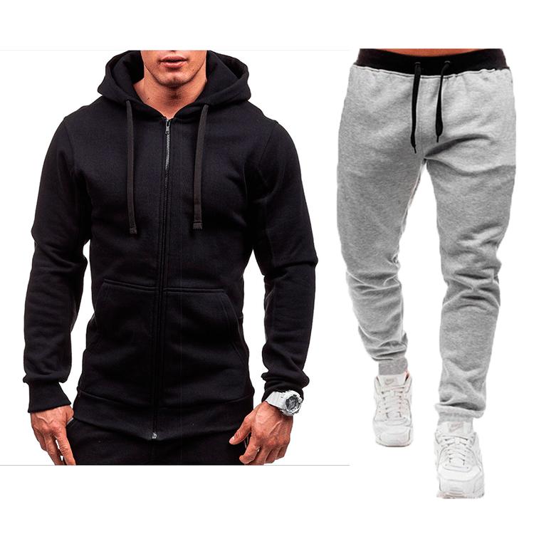New Casual Sweatshirt Zipper Hooded Sweatshirt Jacket Men's Solid Color Cardigan Suit