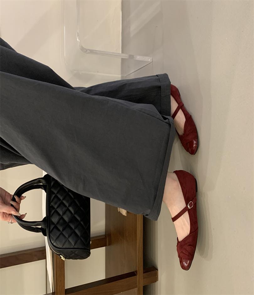 ~ Gentle Fairy Wind Square Head Mary Jane Shoes One-word Buckle French Temperament Inner Height-increasing Shoes Women's Thick Heel Single Shoes