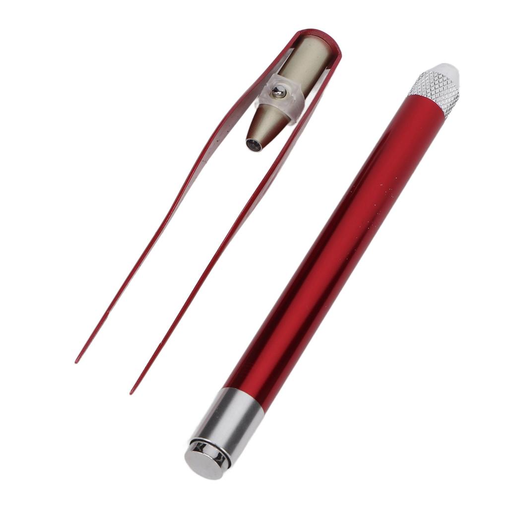 2pcs LED Light Ear Spoon with Tweezers Portable Luminous Light Ear Pick Cleaner Red for Kids Adults