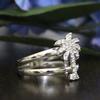 Fashion Coconut Tree Zircon Ring Femininity Simple Forked Ring Japan and Korea Diamond Tail Ring Creative Jewelry