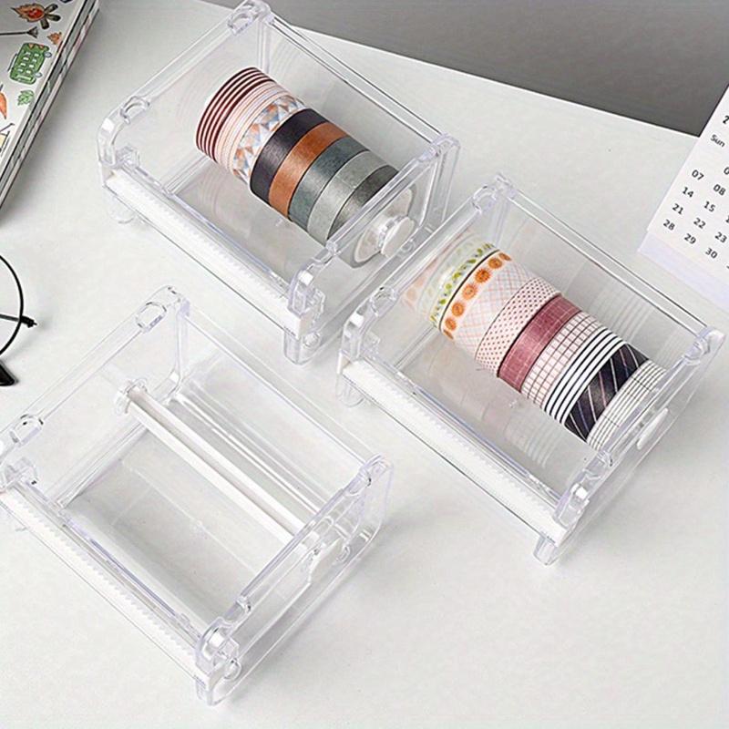 1pc Simple Transparent Tape Cutter, Washi Tape Organizer Storage Holder, Office Tape Dispenser Organizer. School & Teacher Supplies Back To School
