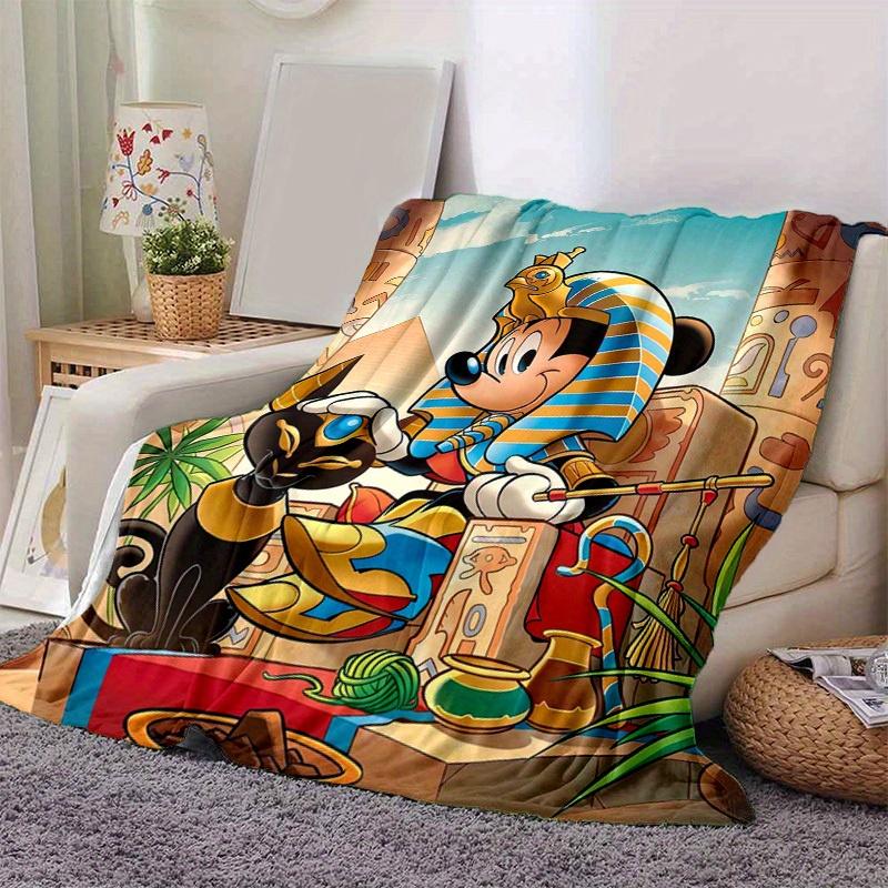 1pc, Egyptian Mickey Mouse Home Decor Gift: Cozy Flannel Blanket for Bedroom, Living Room, Travel, Camping, Car