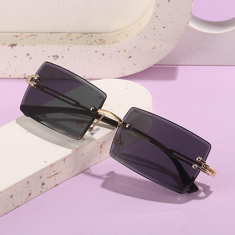 Trimmed sunglasses women's Japan and Korea fashion frameless square sunglasses driving sunshades