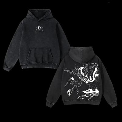Anime Bleach Kurosaki Ichigo Print Hooded Men Hoodies Vintage Washed Sweatshirt Casual Cotton Pullover Harajuku Male Streetwear