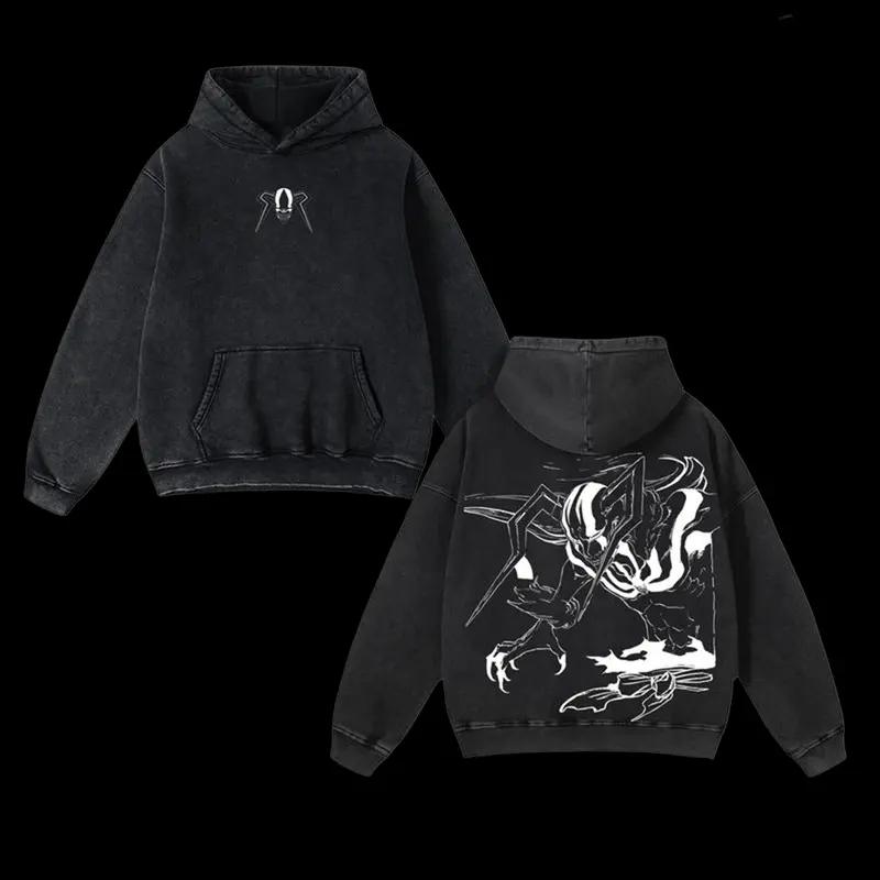 

Anime Bleach Kurosaki Ichigo Print Hooded Men Hoodies Vintage Washed Sweatshirt Casual Cotton Pullover Harajuku Male Streetwear S