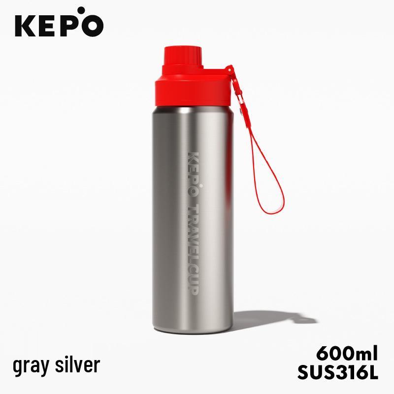KEPO High-Capacity Sports Thermos Bottle with Straw - Stylish & Portable for Students and Active Girls 600ml серый