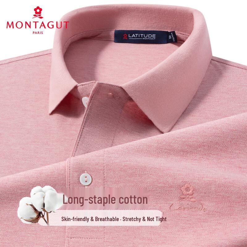 MONTAGUT Men's Premium Cotton Stretch Ice-Cool Breathable Polo Shirt
