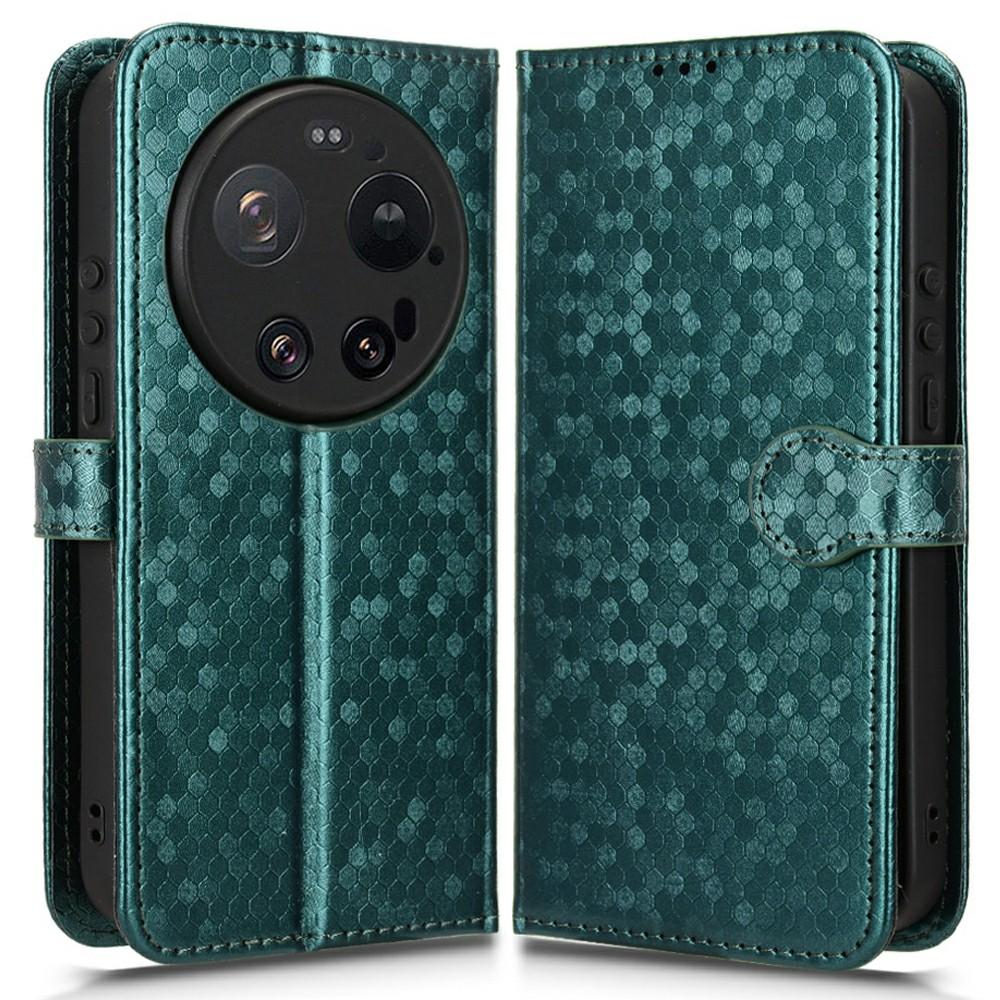 Para Xiaomi 17 Ultra 5G Capa Carteira Padrão de Pontos Estampado Couro PU Capa de Telefone com Alça de Pulso