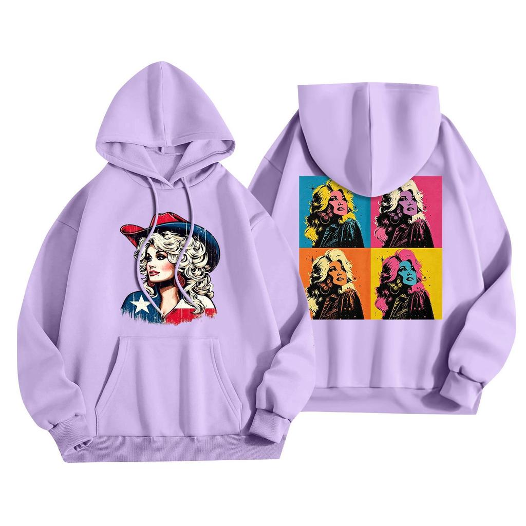 Unisex Printed Long Sleeve Pullover Hoodie Lightweight for Men and Women