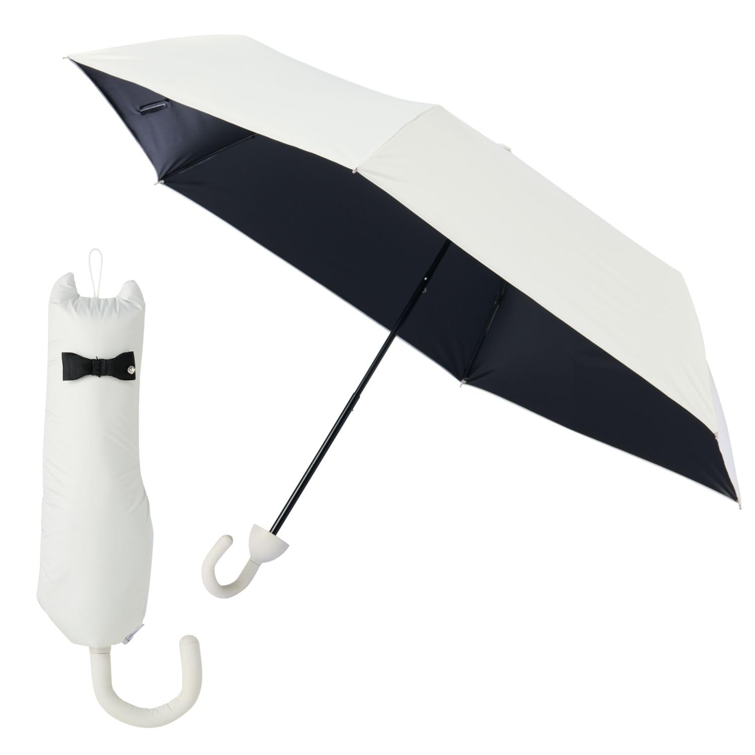 

estaa Складной Легкий Тепловой УФ Для Солнечной и Дождливой Легкое Открытие и Кот Белый Черный Белый Зонт от солнца, Зонт, Ручное открытие, 100% Блокировка, Блокировка, белый