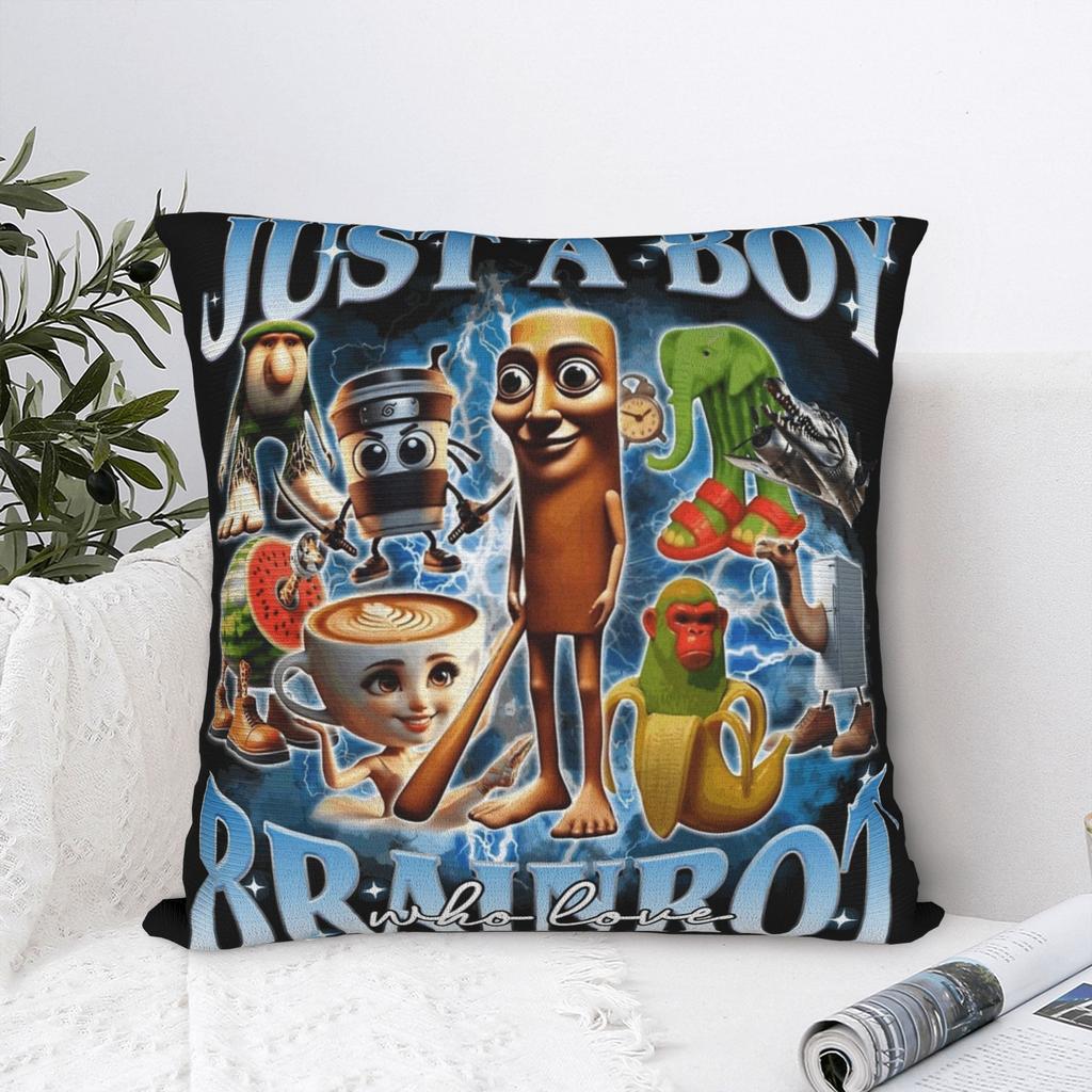 Just A Boy Who Love Meme Italian Brainrot Pillowcase Soft Polyester Cushion Cover Gift Pillow Case Cover Home Zippered 45X45cm