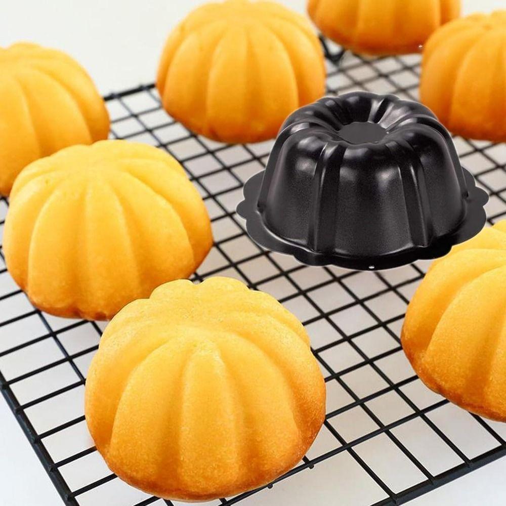 4 Pcs Nonstick Fluted Cake Mold Carbon Steel Oven Baking Mold Round Muffin Cups  Cupcake