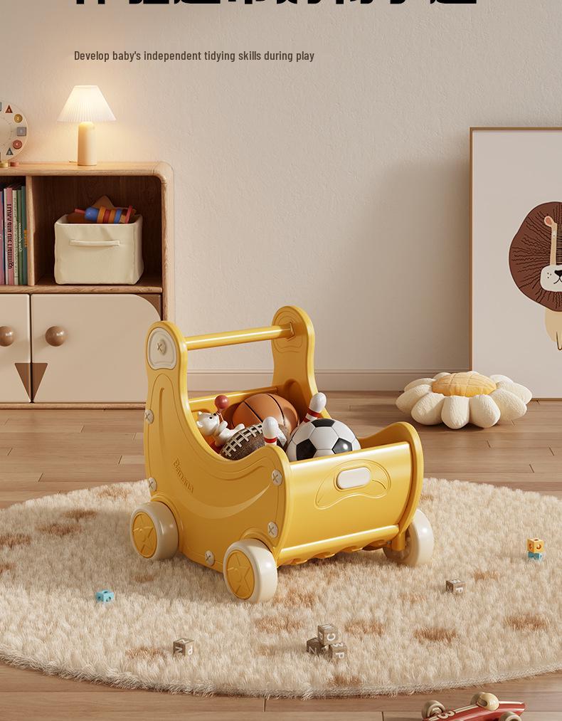 Banana-Themed Children's Toy Cart: Early Education Puzzle & Role-Playing Storage Organizer