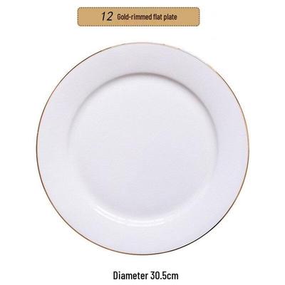 Abay Gold Rim Bone China Flat Plate