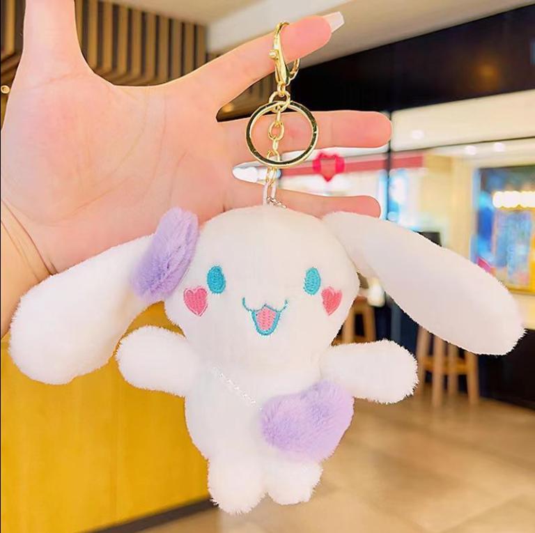 Japanese Style Sanrio Cinnamoroll Adorable Cartoon Magnetic Attraction Plush Keychain Couple and Friends Bag Pendant Gift