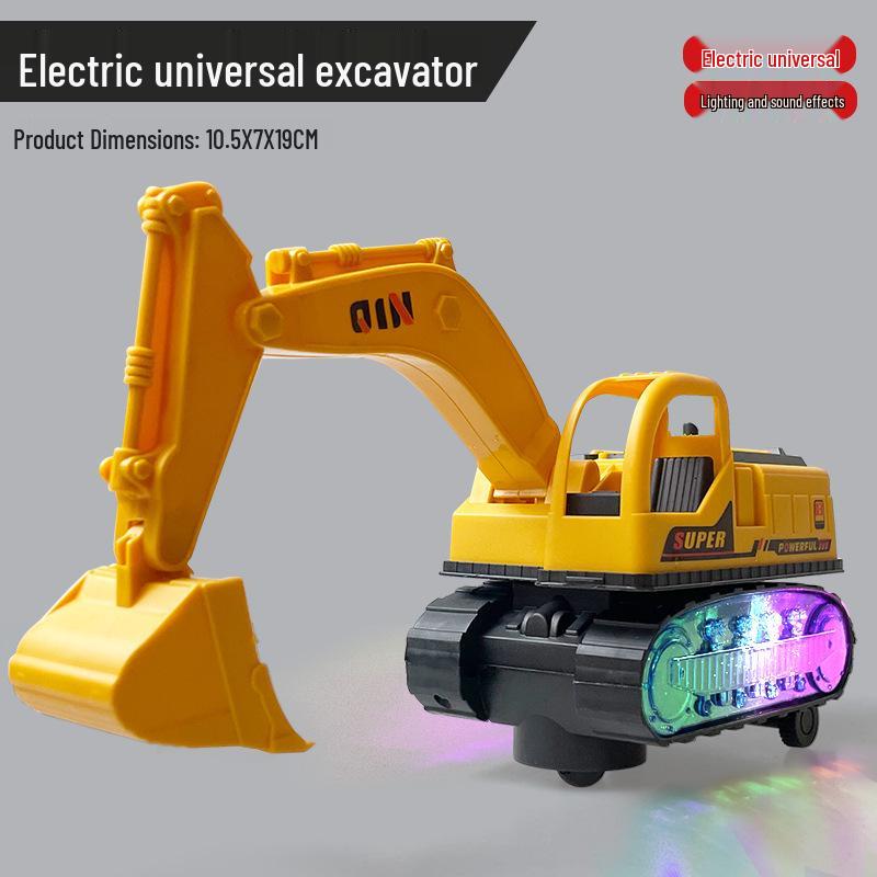Omnidirectional Excavator Bulldozer Toy with Lights & Music - Educational Engineering Vehicle for Kids