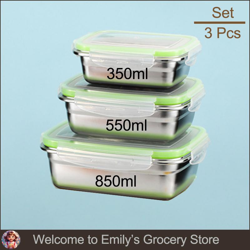 304 Stainless Steel Fresh-keeping Box Sealed Fruit LeakProof Lunch Box with Lid Container Refrigerated Storage Kitchenware