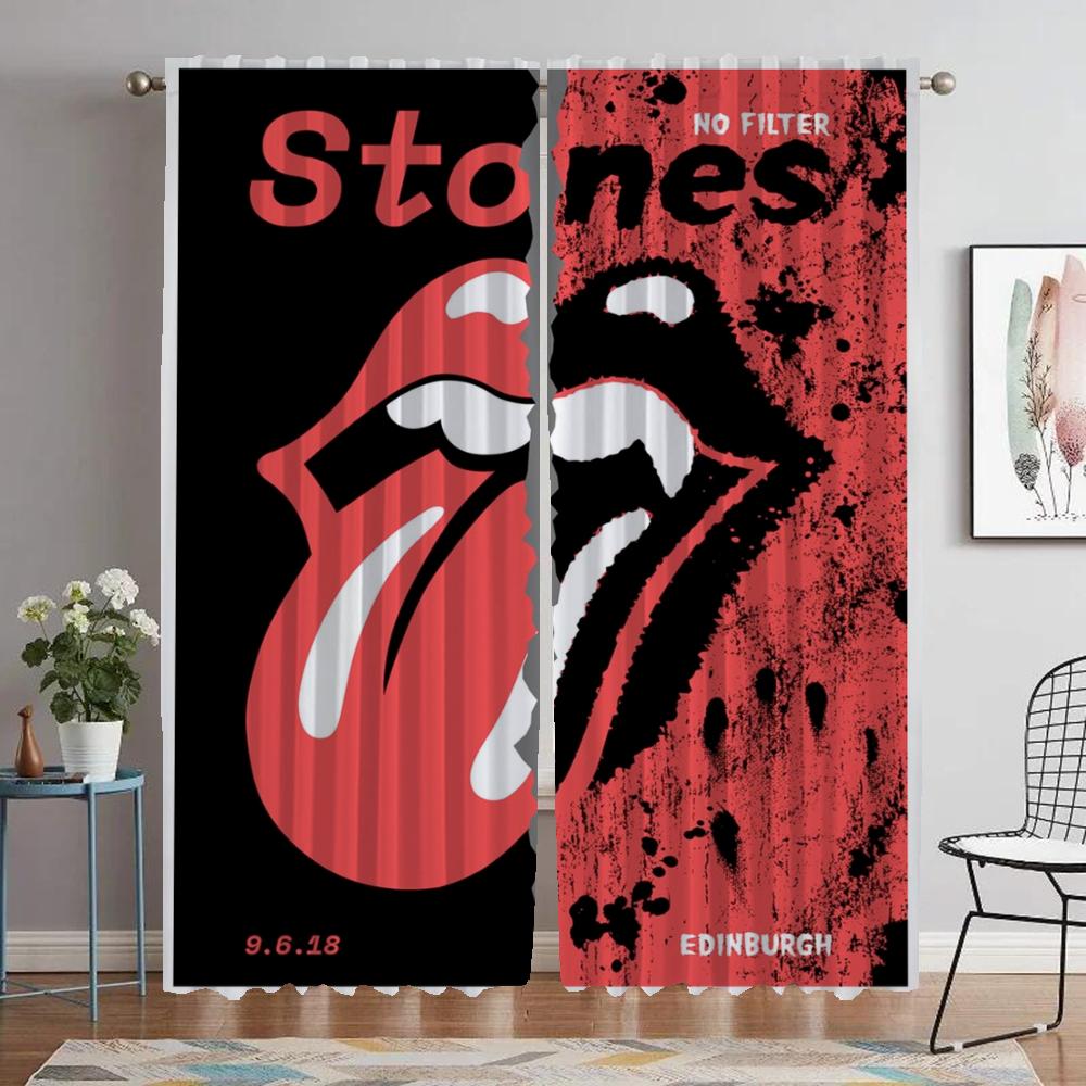 The Rollings Stones Shades Anti-mosquito Curtains for Living Room Window Curtain Halloween Decoration Tulle for Bedroom Kitchen