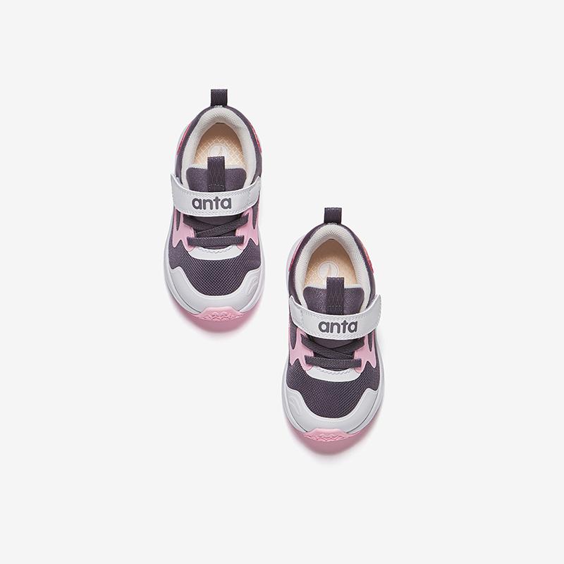 Anta Kids Mesh Comfortable Versatile Anti-Kick Shock-Absorbing Low-Top Walking Shoes Baby Shoes Light-Gray A22440061-2