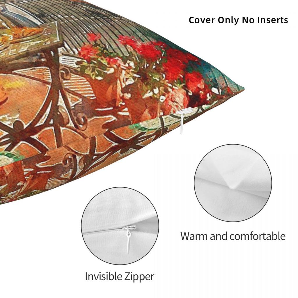 Amalfi Italy Square Pillowcase Polyester Linen Velvet Pattern Zip Decorative Throw Pillow Case Room Cushion Cover
