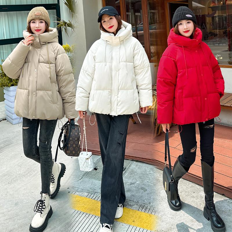 2024 Winter New Short Hooded Women's Cottonpadded Clothes European and American Down Cottonpadded Clothes Thickened Cottonpadded Jackets Women's Trend